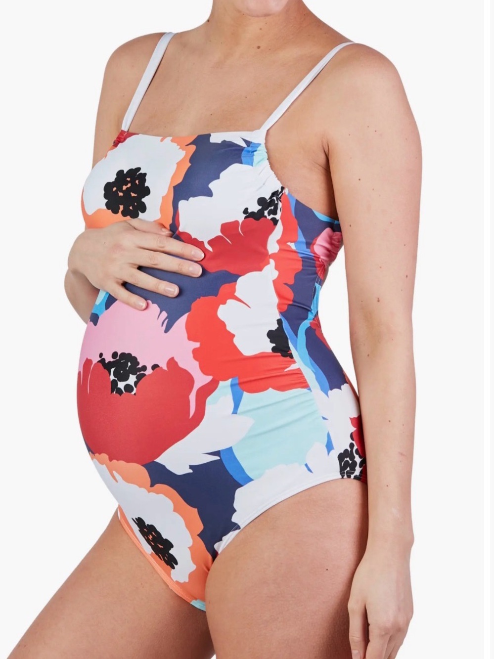Cache Coeur Floral Maternity One-Piece Swimsuit in Red, Pink, Blue, White